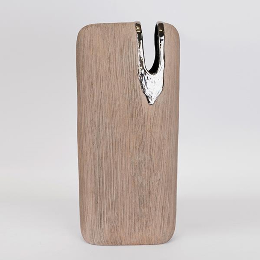 Vase en céramique 43x19,5x9,5 cm marron/argenté
