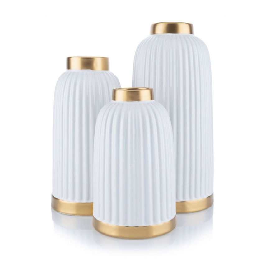 Vase en céramique ROSIE 20,5x12 cm blanc/doré