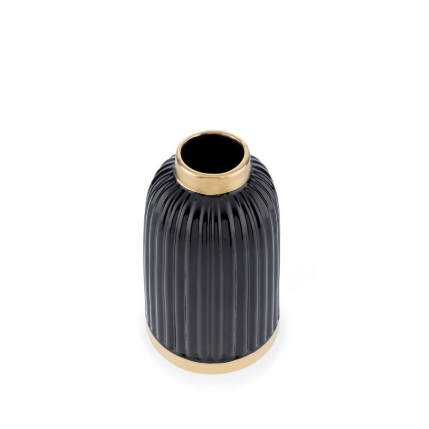 Vase en céramique ROSIE 20,5x12 cm noir/doré