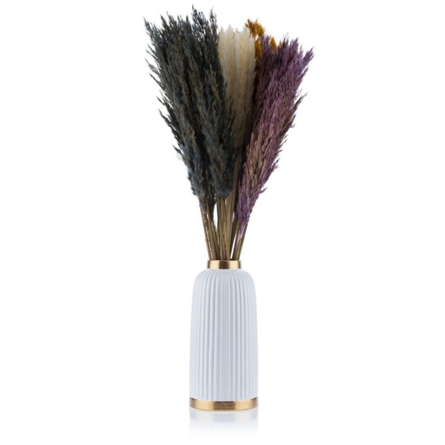 Vase en céramique ROSIE 30,5x14 cm blanc/doré