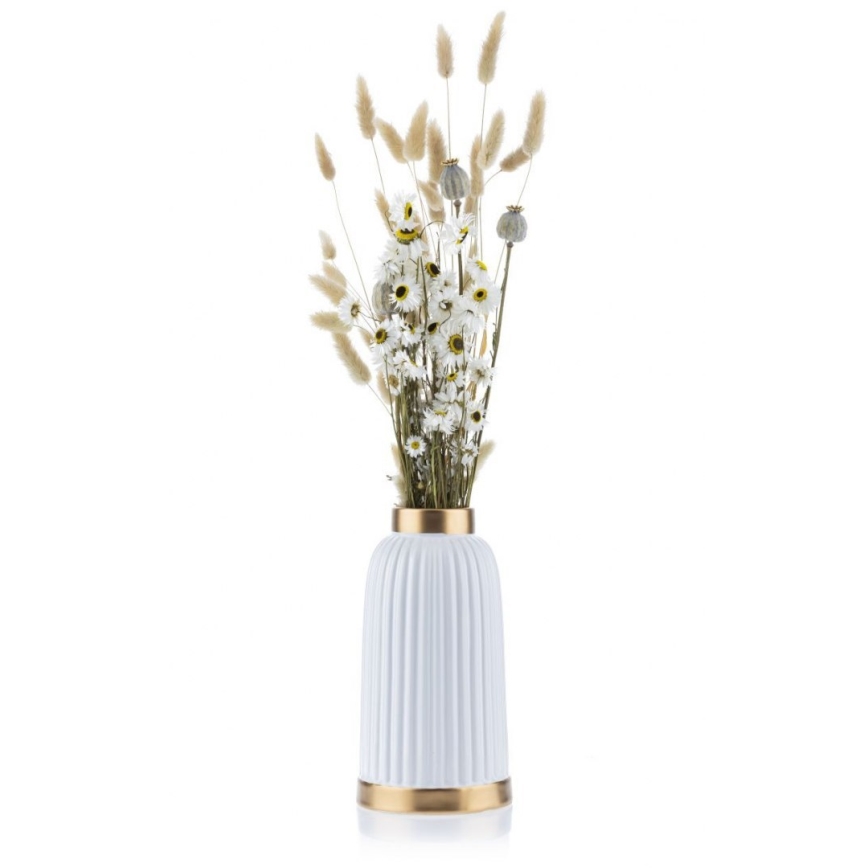 Vase en céramique ROSIE 30,5x14 cm blanc/doré