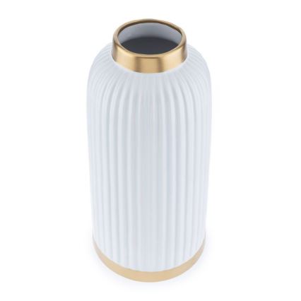 Vase en céramique ROSIE 30,5x14 cm blanc/doré
