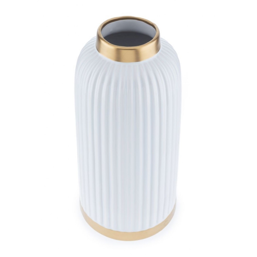 Vase en céramique ROSIE 30,5x14 cm blanc/doré