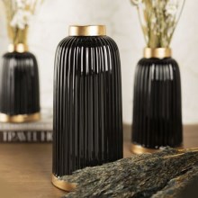 Vase en céramique ROSIE 30,5x14 cm noir/doré
