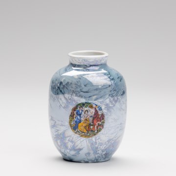 Vase en porcelaine 12,5x9 cm bleu nacré grâces