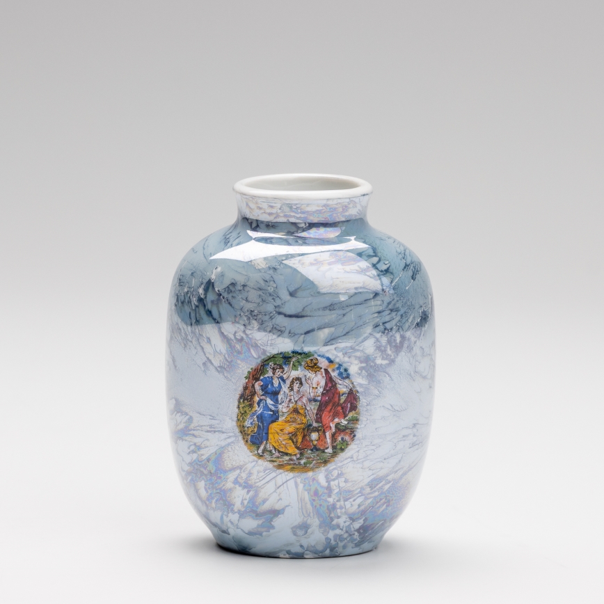 Vase en porcelaine 12,5x9 cm bleu nacré grâces