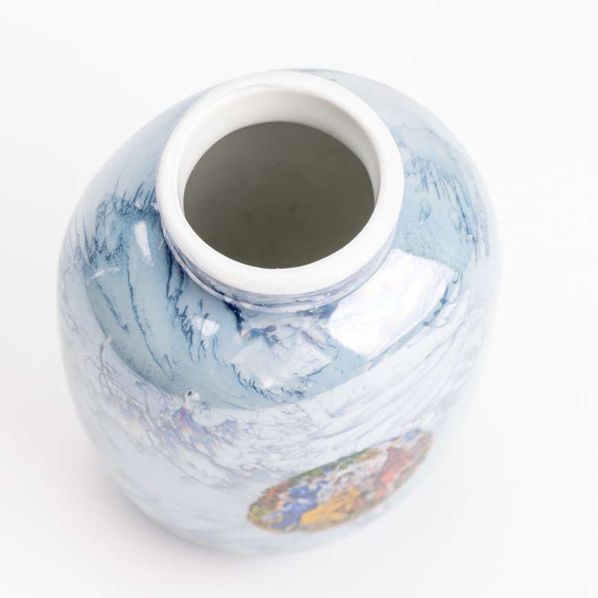 Vase en porcelaine 12,5x9 cm bleu nacré grâces