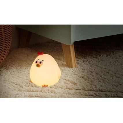 Veilleuse à intensité variable rechargeable pour enfants LED/1W/5V 3000K 800 mAh poulet