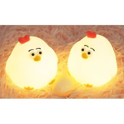 Veilleuse à intensité variable rechargeable pour enfants LED/1W/5V 3000K 800 mAh poulet