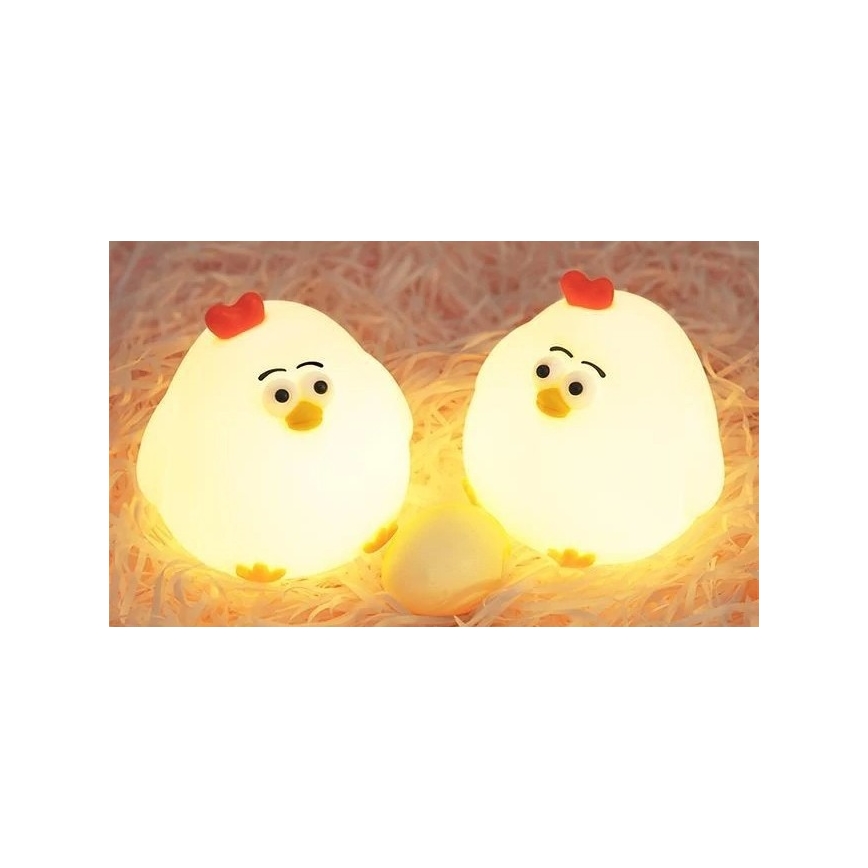 Veilleuse à intensité variable rechargeable pour enfants LED/1W/5V 3000K 800 mAh poulet