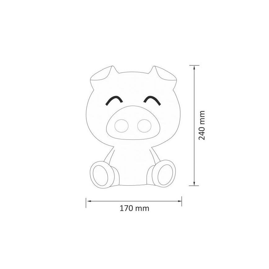 Veilleuse enfant à intensité variable LED/2,5W cochon rose