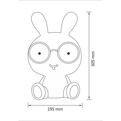 Veilleuse enfant à intensité variable LED/2,5W lapin rose