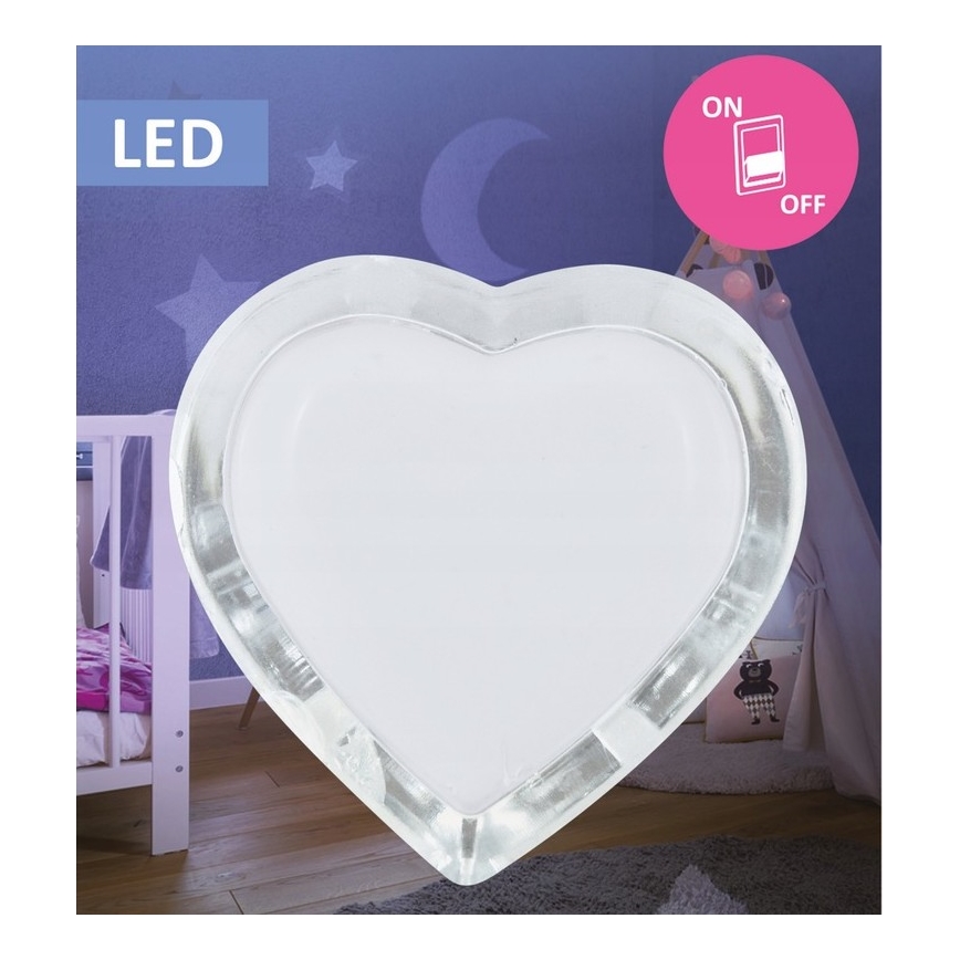Veilleuse LED à brancher LED/0,4W/230V coeur blanc