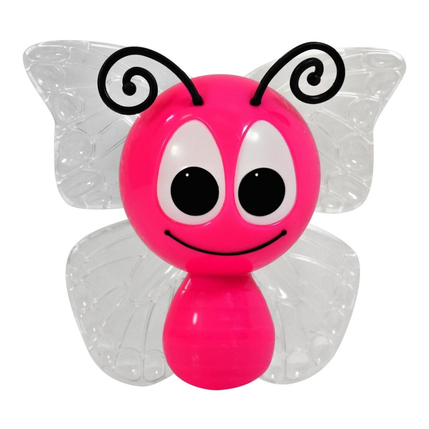 Veilleuse LED à brancher LED/0,4W/230V papillon rose