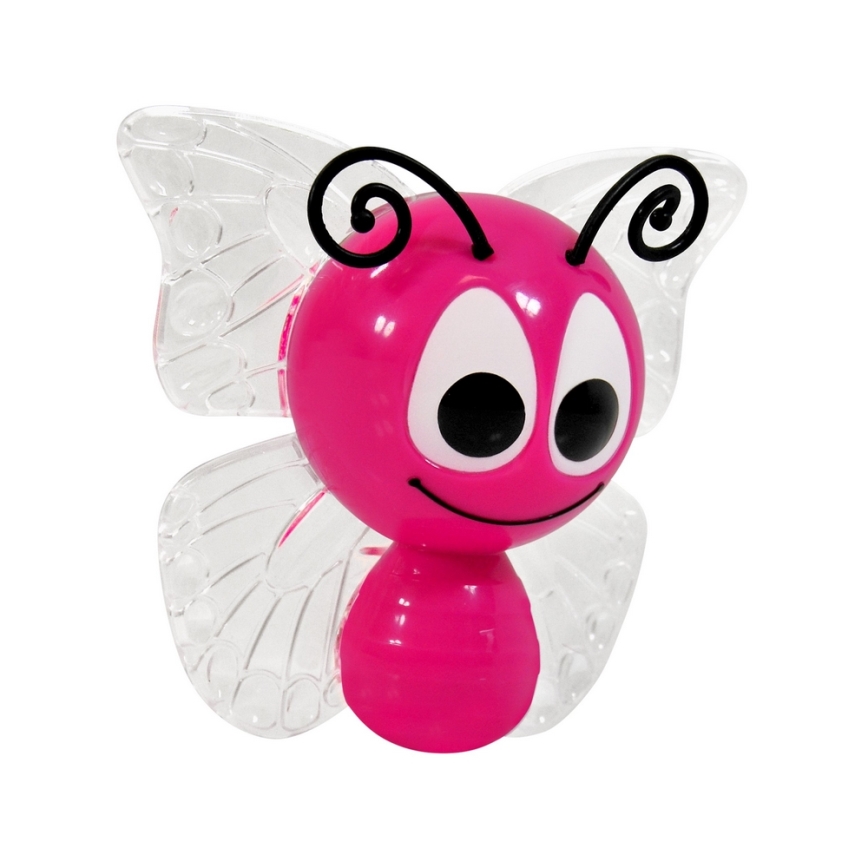 Lampe LED enfant à brancher LED/0,4W/230V rose PAPILLON