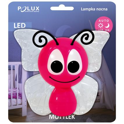 Lampe LED enfant à brancher LED/0,4W/230V rose PAPILLON