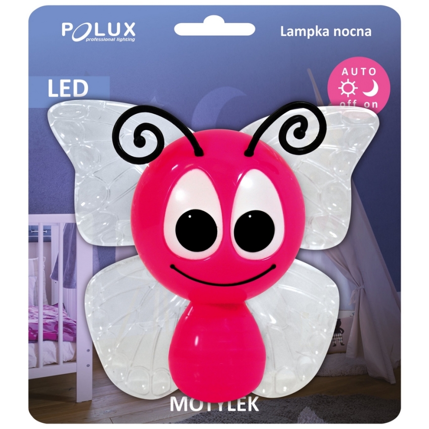 Lampe LED enfant à brancher LED/0,4W/230V rose PAPILLON