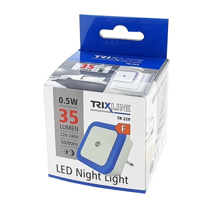 Veilleuse LED avec capteur crépusculaire, 0,5 W, 230 V, bleue