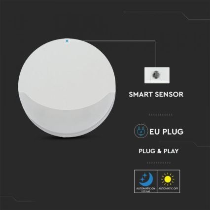 Veilleuse LED avec détecteur SAMSUNG CHIP LED/0,5W/230V 65mm 4000K ronde