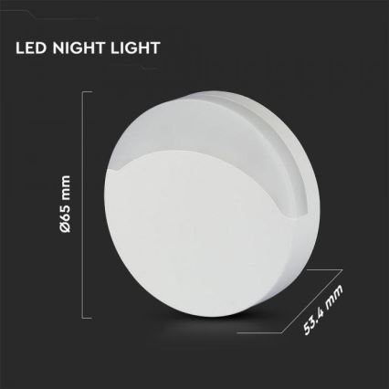 Veilleuse LED avec détecteur SAMSUNG CHIP LED/0,5W/230V 65mm 4000K ronde