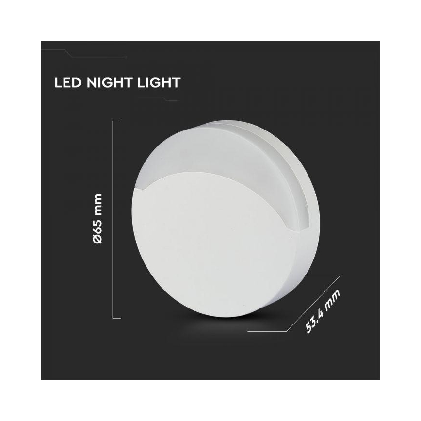 Veilleuse LED avec détecteur SAMSUNG CHIP LED/0,5W/230V 65mm 4000K ronde