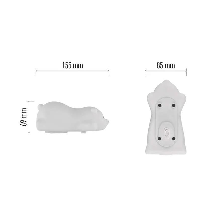 Veilleuse tactile LED RGB rechargeable en forme d'ours, 3,7 V 1200 mAh
