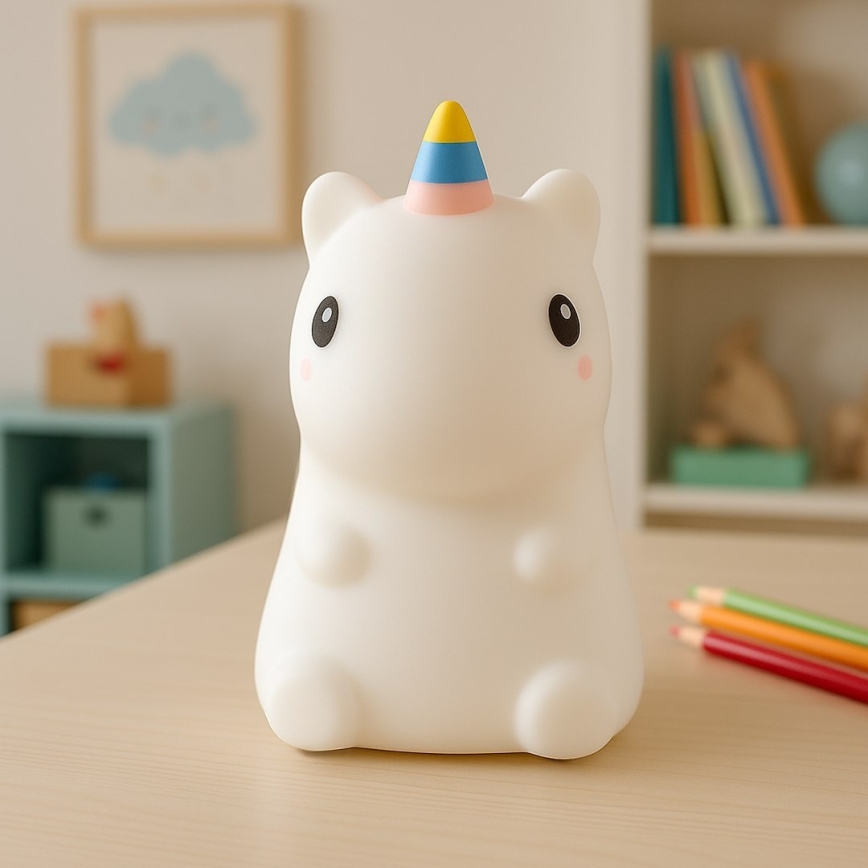 Veilleuse tactile rechargeable à intensité variable LED RGBW pour enfants UNICORN LED/1W/5V 1200 mAh