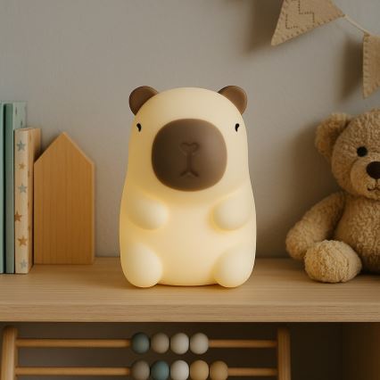 Veilleuse tactile LED RGBW, rechargeable et à intensité réglable, pour enfants KAPYBARA LED/0,45W/5V 800 mAh