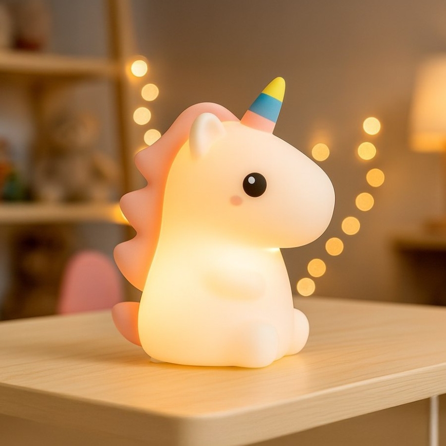 Veilleuse tactile rechargeable à intensité variable LED RGBW pour enfants UNICORN LED/1W/5V 1200 mAh