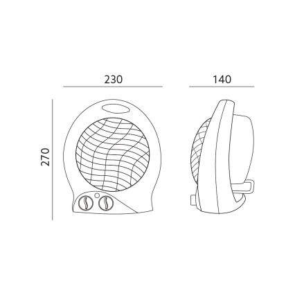 Ventilateur avec élément chauffant ZEFIR 1000/2000W/230V blanc