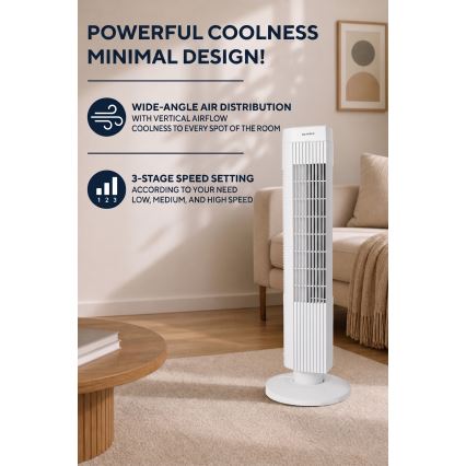 Ventilateur colonne 50W/230V blanc
