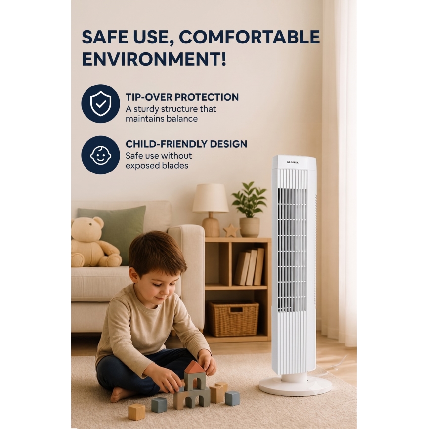 Ventilateur colonne 50W/230V blanc