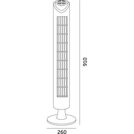 Ventilateur colonne LISSE 45W/230V 91,4 cm noir + télécommande