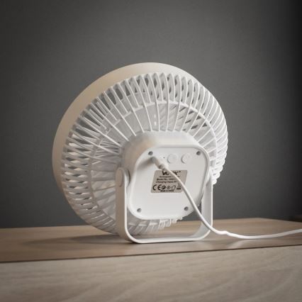 Ventilateur de bureau rechargeable LED avec éclairage LED LED/2W/5V USB 2400 mAh blanc