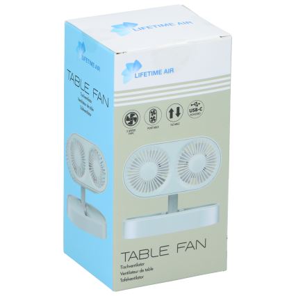 Ventilateur de bureau rechargeable 3,7 V 1200 mAh, blanc