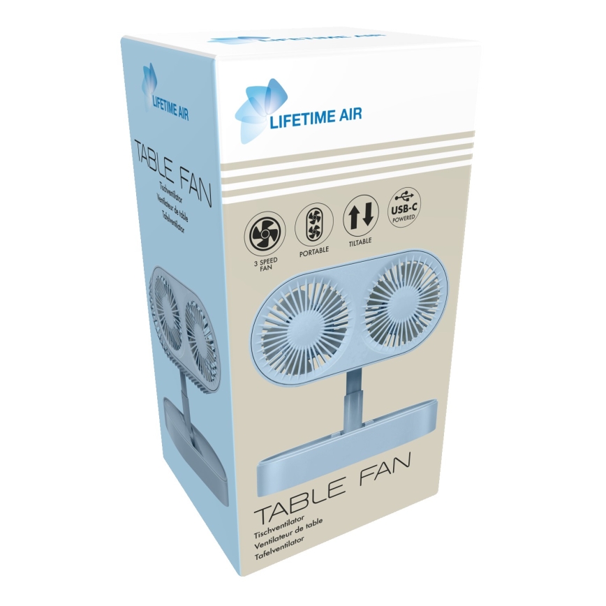 Ventilateur de bureau rechargeable 3,7 V 1200 mAh bleu
