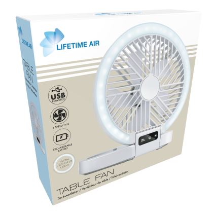 Ventilateur de bureau rechargeable à LED 3,7 V 1200 mAh