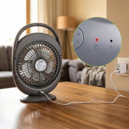 Ventilateur de bureau rechargeable avec éclairage LED LED/2,8W/5V USB 2400 mAh gris
