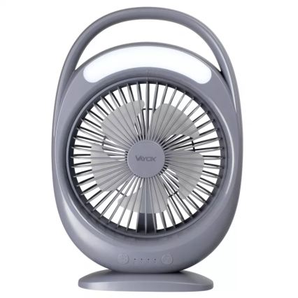 Ventilateur de bureau rechargeable avec éclairage LED LED/2,8W/5V USB 2400 mAh gris