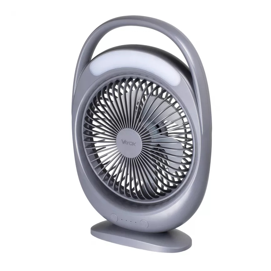 Ventilateur de bureau rechargeable avec éclairage LED LED/2,8W/5V USB 2400 mAh gris
