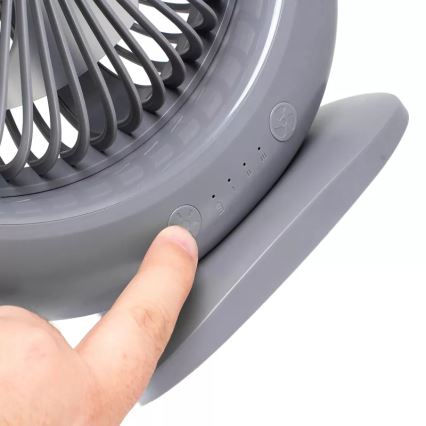 Ventilateur de bureau rechargeable avec éclairage LED LED/2,8W/5V USB 2400 mAh gris