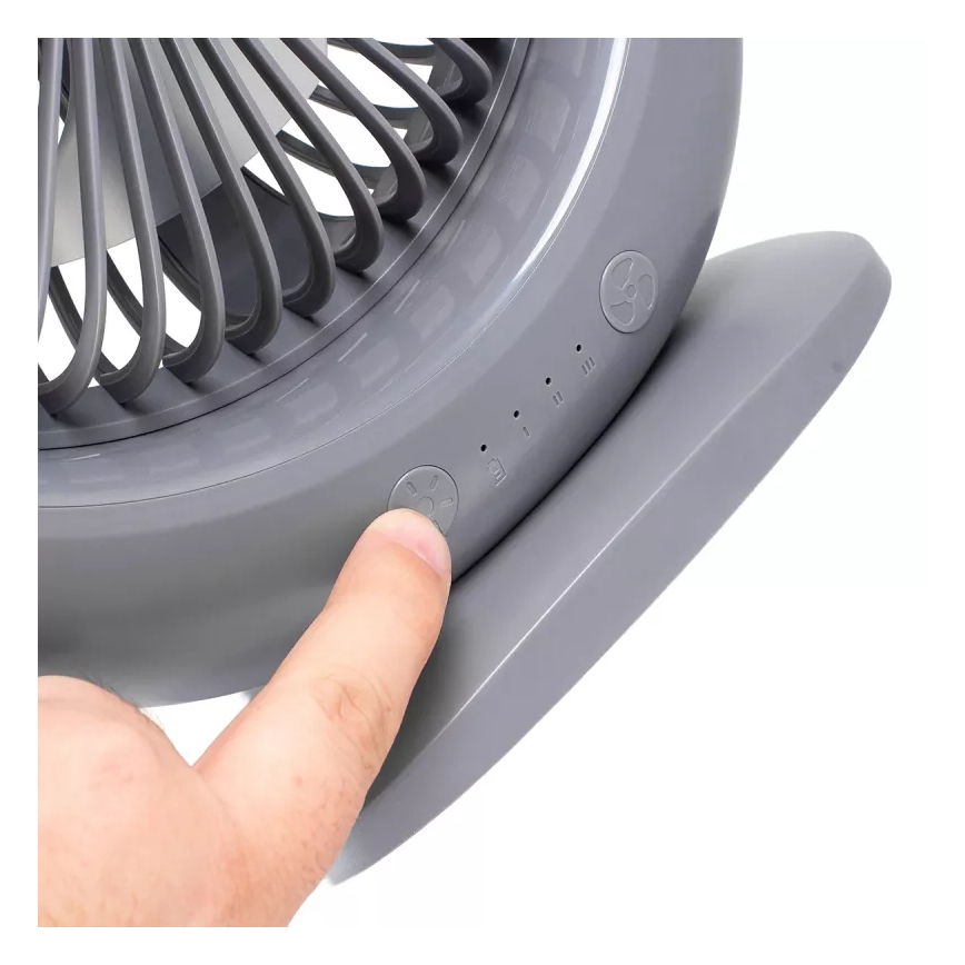 Ventilateur de bureau rechargeable avec éclairage LED LED/2,8W/5V USB 2400 mAh gris