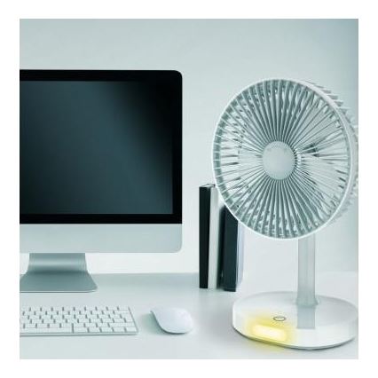 Ventilateur de bureau rechargeable avec lampe LED 3000mA/3,7V USB-C
