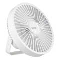 Ventilateur de bureau rechargeable LED avec éclairage LED LED/2W/5V USB 2400 mAh blanc