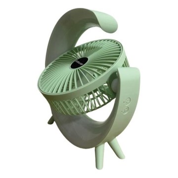 Ventilateur de bureau rechargeable LED RGB 5W/5V 1200 mAh, vert