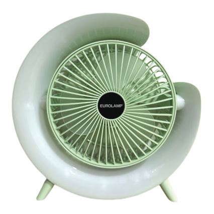 Ventilateur de bureau rechargeable LED RGB 5W/5V 1200 mAh, vert