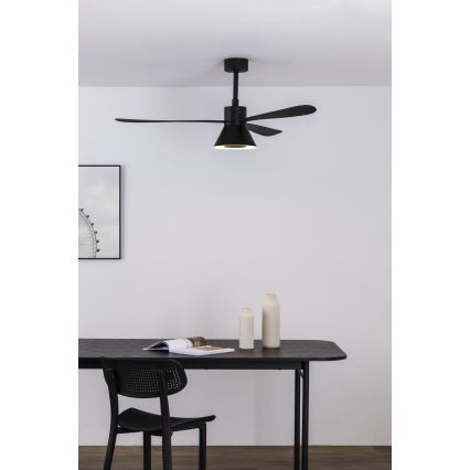 Ventilateur de plafond AMELIA L CONE LED 20W 230V 2700/3500/5000K noir 132 cm Wi-Fi Tuya + télécommande