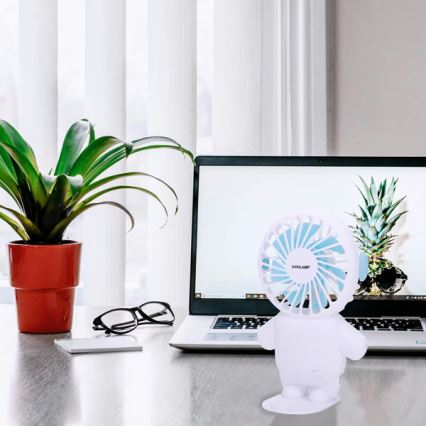 Ventilateur de poche rechargeable 4,5W/5V 300 mAh blanc/bleu