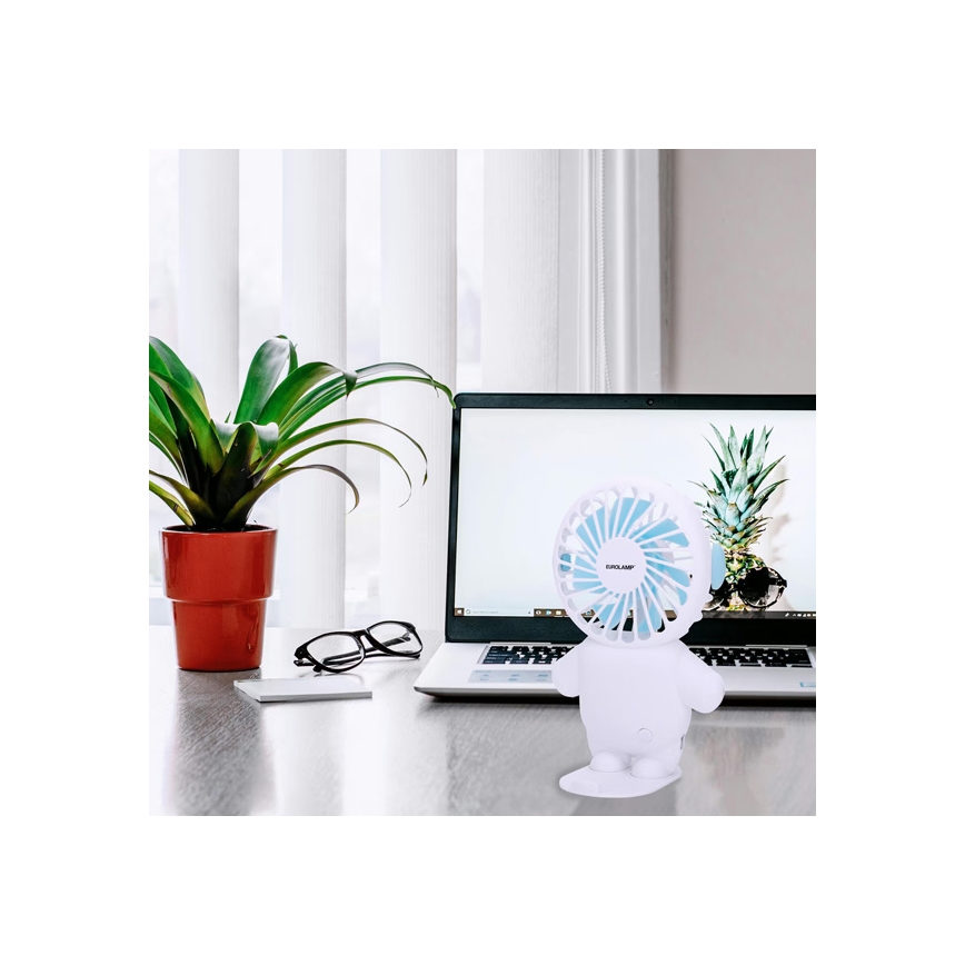 Ventilateur de poche rechargeable 4,5W/5V 300 mAh blanc/bleu