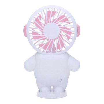 Ventilateur de poche rechargeable 4,5W/5V 300 mAh blanc/rose
